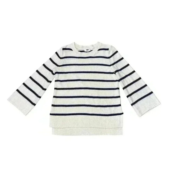 Old Navy White And Navy Striped Sweater With Bell Sleeves. Size Small - Picture 1 of 8